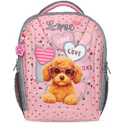 Ученическа раница Belmil - Pink Heart Puppy, твърд преден панел (338-82)