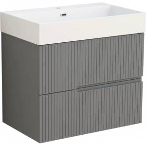 Inter ceramic МЕБЕЛ ЗА БАНЯ С УМИВАЛНИК Еloria 7056 grey 70х55х44см pvc СИВ (7056)