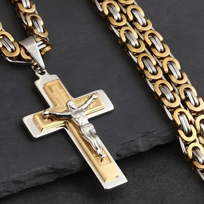 HARAHU Мъжко колие re-38899 - Златно / Сребърно / 70см / 2акосъщ kp38899 (re-38899)