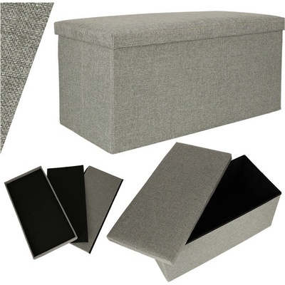 KIK KX4619 Skladací puf s úložným priestorom sivý 76 x 38 x 38 cm