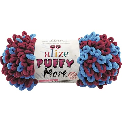 Alize příze Puffy More 6633 vínová a světle modrá
