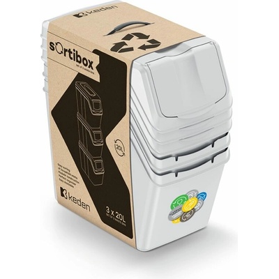 Prosperplast Sada 3 odpadkových košů Sortibox 3 x 20 l popelavě šedá