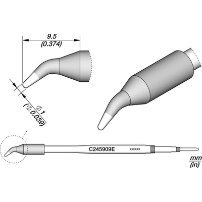 JBC C245909E – zahnutý kuželový pájecí hrot Ø 1 mm E