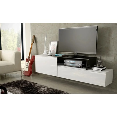 Cama meble Cama ТВ шкаф SIGMA 3 180 бял/бял гланц + черен (SIGMA3 BI/BI+CZ)