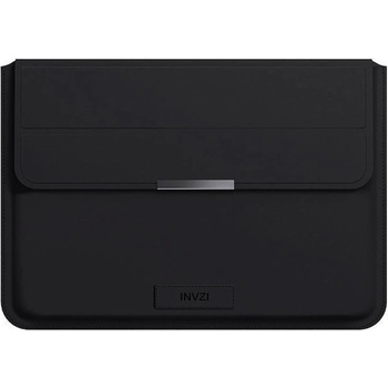 INVZI Vegan Leather Sleeve With Stand Function - кожен кейс с поставка за MacBook Air 13, MacBook Pro 13, MacBook Pro 14 и лаптопи до 14 инча (черен)