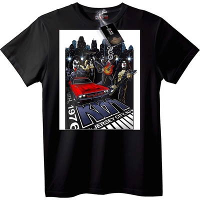 NOONEBRAND Тениска KISS 1976 Джърси Сити рок - S, Black