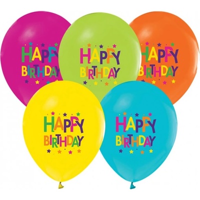 Godan Latexové balóny Happy Birthday Hviezdičky
