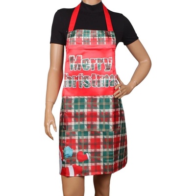 Коледна престилка, ръкохватка и ръкавица в зелено и червено каре