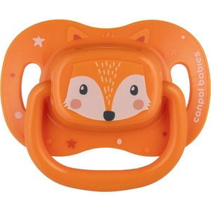 Canpol babies Симетрична силиконова залъгалка Canpol - Cute Animals, 0-6 месеца, Оранжева (34/924_ora)