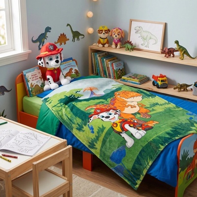 Carbotex Detská deka Paw Patrol Marshall a dinosaurus