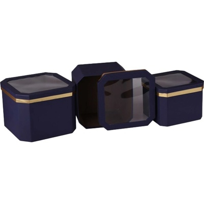 Dárková krabička set 3ks 190x140x190/210x160x210/240x180x240mm modrá