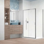 Radaway Комплект душ кабина Alienta DWJ+S 100x90 см, бяло душ корито Laros D Compact и хромиран сифон за душ корито (202307)