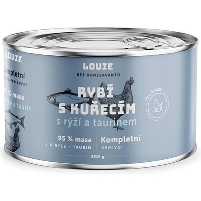 Louie pro kočky rybí s kuř. s rýží a taurinem 100 g