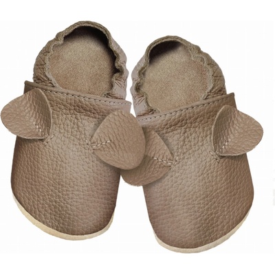 Funky Monkey Kožené barefoot capáčky s kaučukovou podrážkou hnědé