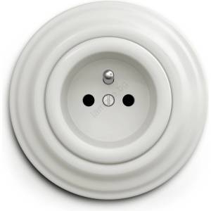 Reblig - ретро домашна розетка с рамка, 230 V, керамична, бяла (RG0007F)