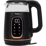 Voltz Електрическа кана Oliver Voltz OV51230AF, 2200W, 1.7 л, 4 режима, 13 темп. настройки, LCD дисплей, Сензорен контрол, Черен/Розово злато (51230AFBRG) - technomall Електрически кани
