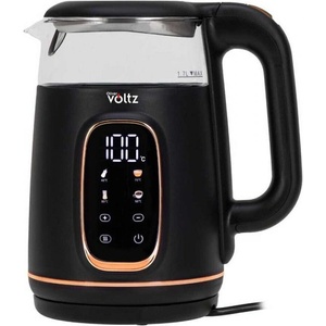 Voltz Електрическа кана Oliver Voltz OV51230AF, 2200W, 1.7 л, 4 режима, 13 темп. настройки, LCD дисплей, Сензорен контрол, Черен/Розово злато (51230AFBRG) - technomall Електрически кани