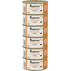Applaws Консерва за котки с пилешки гърди и риба тон в бульон 6 x 70 г