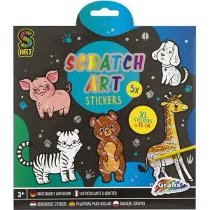 Grafix Стикери за издраскване Grafix - Животни, 5 броя (6606210043) - baby