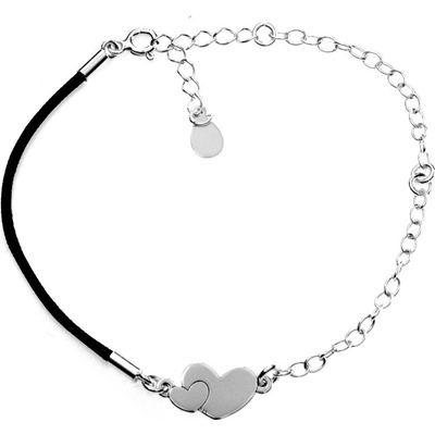 Zlatnictví Zlatíčko provázkový náramek se stříbrnými srdíčky NKPL0701.1