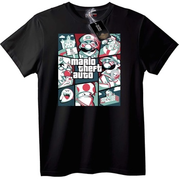 NOONEBRAND Тениска Mario Theft Auto - 2XL, Black