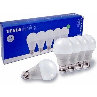 Tesla LED žárovka BULB E27, 8W, 230V, 806lm, 25 000h, 4000K denní bílá, 220st 5ks v