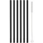 Vialli Design Комплект от 6 черни стъклени сламки за пиене с дължина 20 cm - Vialli Design