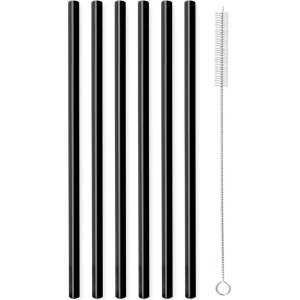Vialli Design Комплект от 6 черни стъклени сламки за пиене с дължина 20 cm - Vialli Design