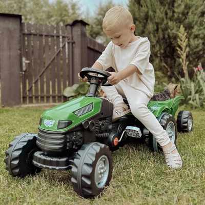 WOOPIE šlapací traktor Farmer GoTrac MAXI s přívěsem tichá kola