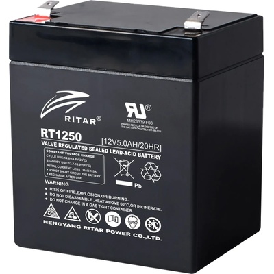Ritar Оловна батерия RITAR, (RT1250) AGM, 12V, 5Ah, 90/ 70/ 10 1mm, Терминал 2 (RITAR-RT1250)