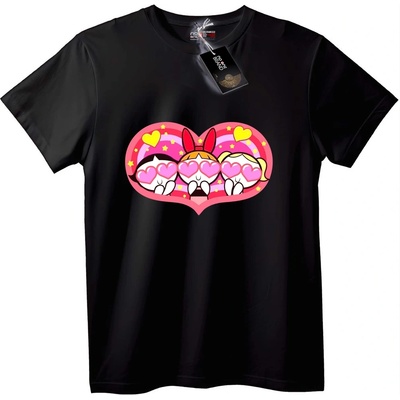 NOONEBRAND Тениска Powerpuff Girls Сърце - 7XL, Black
