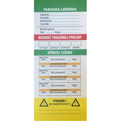 ŠKOLBOZ Tabuľka "Lešenie" vkladacia s textom