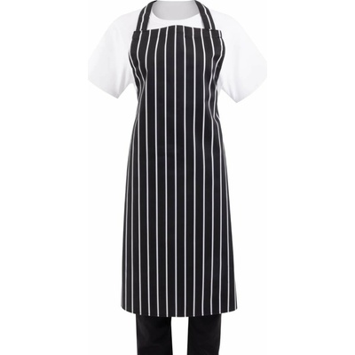 Whites Chefs Clothing kuchařská náprsní zástěra řeznický proužek černá