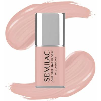 Semilac One Step Glossy 3v1 hybridní lak na nehty S450 světle broskvový 7 ml