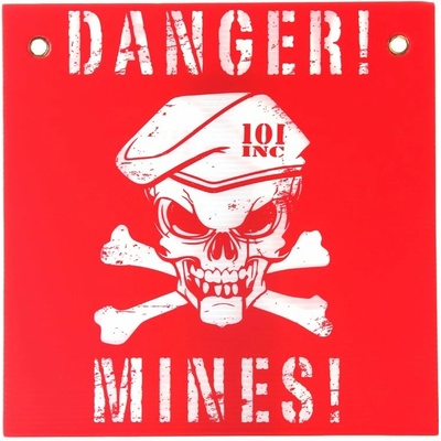 101INC Ceduľa plastová DANGER! MINES! ČERVENO/BIELA