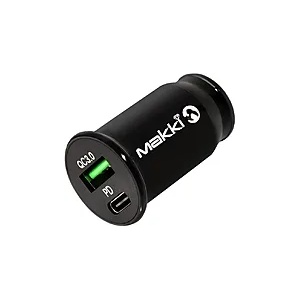 Makki зарядно за кола Fast Charger Car - Type-C + USB QC3.0 20W - MAKKI-CC20W02-BK (MAKKI-CC20W02-BK) - dig