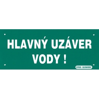 Tabuľka plastová Hlavný uzáver vody 210x87mm