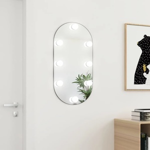 vidaXL Огледало с LED лампи, 80x40 см, стъкло, овално (3102975)