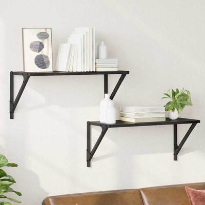 vidaXL Стени за рафтове с рафт 2 pcs Черния дъб 60 x 25 x 25, 5 cm (882858)