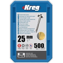 Kreg Zinc Maxi-Loc Skrutky pre skryté spoje - 25 mm, hrubý závit, 500 ks SML-C1-500-INT