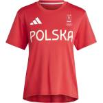 adidas Фланелка с къс ръкав Adidas Women's Poland Short Sleeve Performance Gym Top - Better Scarlet
