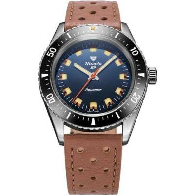 Nivada Grenchen Aquamar Blue - Brown Racing Strap