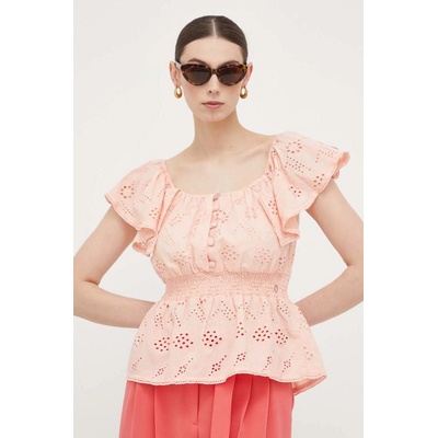 GUESS Памучна блуза Guess дамска в оранжево с изчистен дизайн (W3GH89.WFG40)