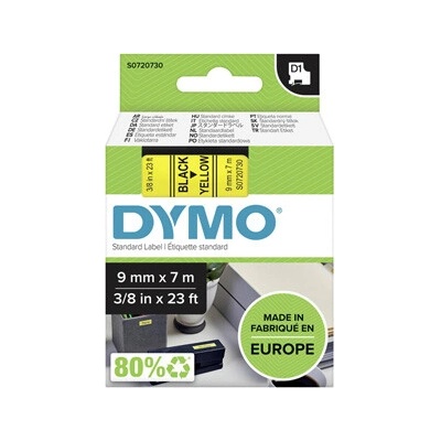 Páska DYMO D1 9mmx7m černý tisk/žlutý podklad S0720730