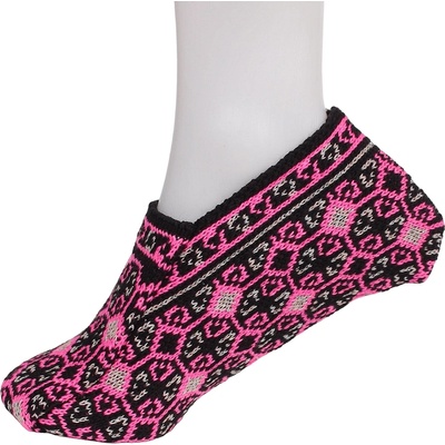 Топли домашни терлици с цикламени и черни елементи