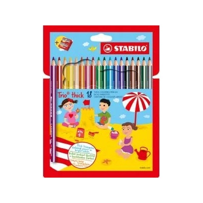 STABILO Trio, hrubá 18 ks Púzdro so strúhadlom - STABILO - Stabilo Farbičky Trio so strúhadlom 18ks