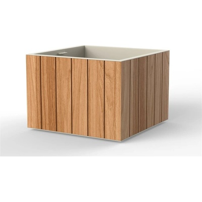 Vondom Květináč Vineyard, čtvercový 80x80x58 cm, lakovaný hliník, teak natural