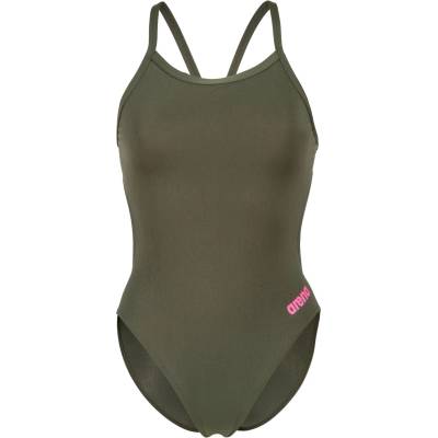 arena Дамски бански костюм Arena Women's Team Swimsuit Challenge Solid Swimsuit - Dark Sage / Shocking Pink - размер 40 (EU) (150-4078-0716)