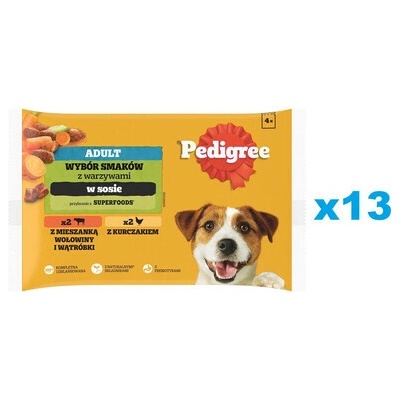 Pedigree kúsky bohaté na kuracie mäso a bohaté na zmes hovädzieho a pečene 52 x 100 g
