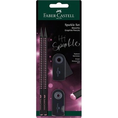 Faber-Castell Sparkle Midnight Комплект триъгълни графитни моливи от 4 части в черно/розово B FC118296 (FC118296)